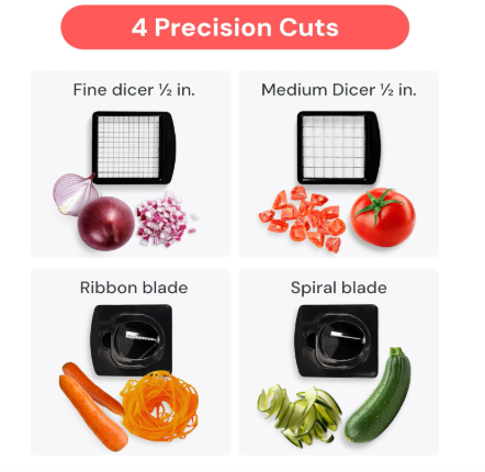 Fullstar The Original Pro Chopper - Vegetable Chopper and Spiralizer, Food Chopper with Container, Fruit Slicer, Kitchen Gadgets & Accessories, Home...