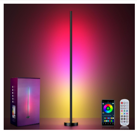 OIYN Smart RGBICW LED Corner Floor Lamp - 16 Million DIY Colors, 68+ Scenes, Music Sync, App & Remote Control, Color-Changing Ambient Lighting for...