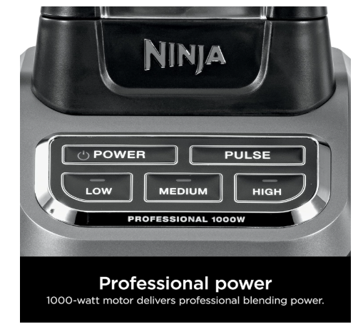 Ninja Professional Blender 1000W, Total Crushing Technology- Smoothies, Ice Crushing & Frozen Fruit, Full-Size Countertop Blender, 72-oz. Pitcher, Black & Grey, BL610