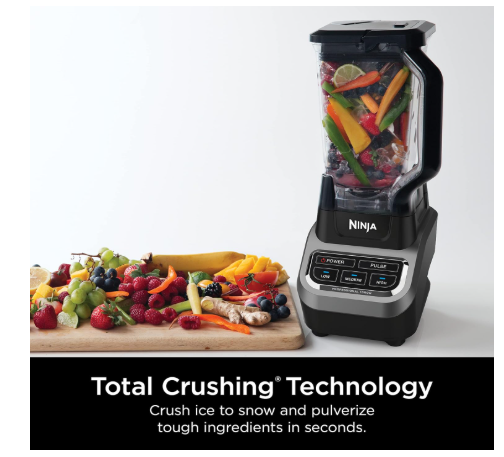 Ninja Professional Blender 1000W, Total Crushing Technology- Smoothies, Ice Crushing & Frozen Fruit, Full-Size Countertop Blender, 72-oz. Pitcher, Black & Grey, BL610